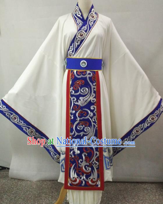 Traditional Chinese Beijing Opera Empress Costume Professional Peking Opera Diva Embroidered White Dress