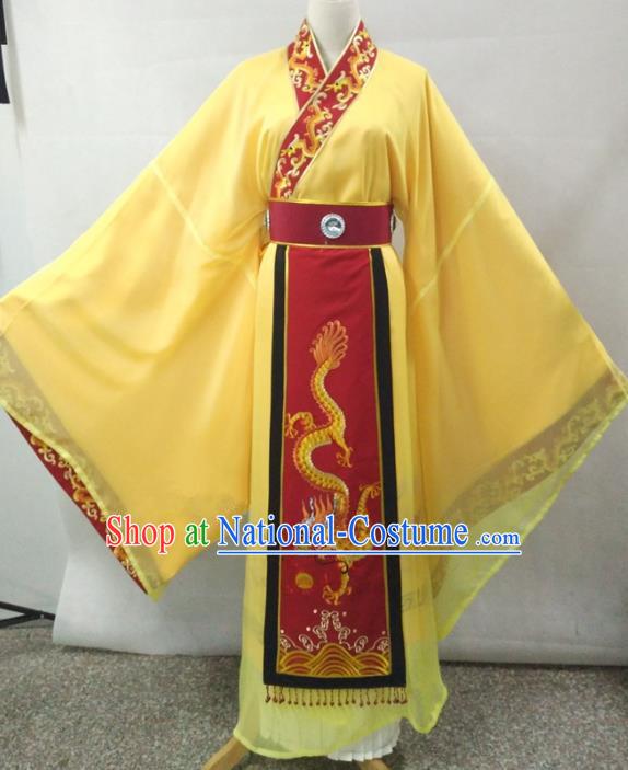 Traditional Chinese Beijing Opera Empress Costume Professional Peking Opera Diva Embroidered Yellow Dress