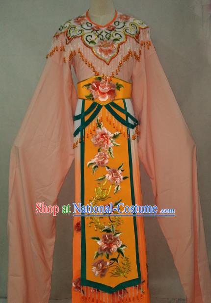 Traditional Chinese Beijing Opera Princess Orange Dress Professional Peking Opera Diva Embroidered Clothing