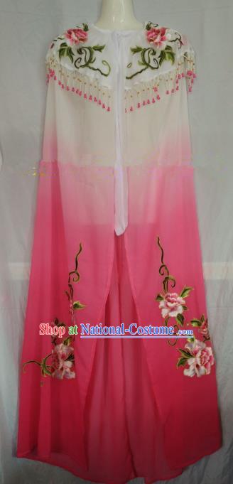 Traditional Chinese Beijing Opera Rosy Embroidered Cloak Professional Peking Opera Diva Clothing