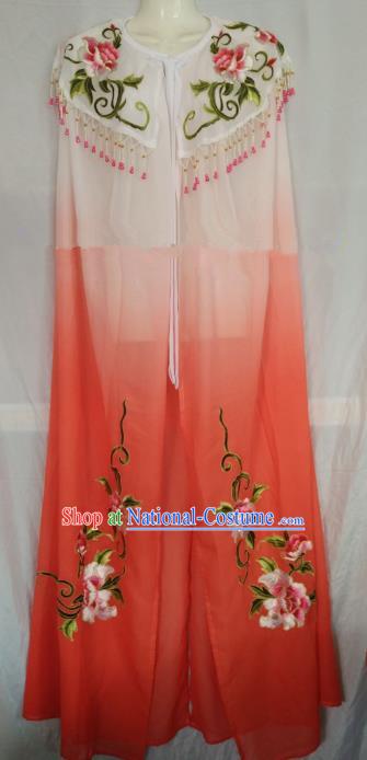 Traditional Chinese Beijing Opera Orange Embroidered Cloak Professional Peking Opera Diva Clothing