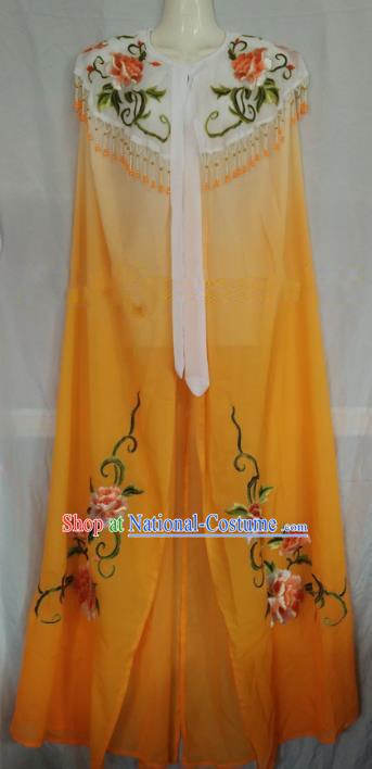 Traditional Chinese Beijing Opera Yellow Embroidered Cloak Professional Peking Opera Diva Clothing