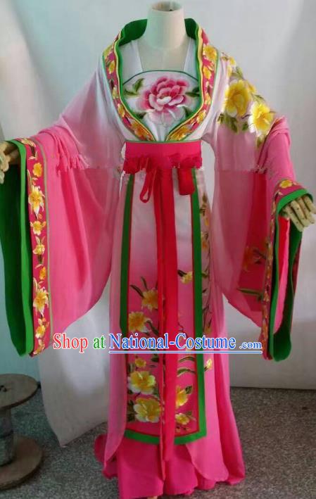 Traditional Chinese Beijing Opera Palace Lady Embroidered Pink Dress Professional Peking Opera Diva Clothing