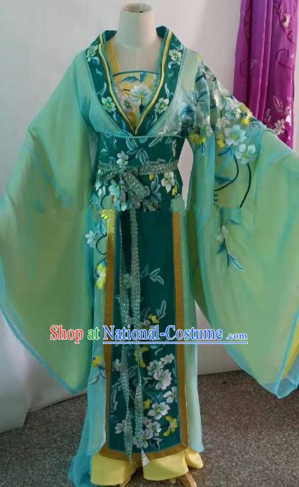 Traditional Chinese Beijing Opera Palace Lady Embroidered Green Dress Professional Peking Opera Diva Clothing