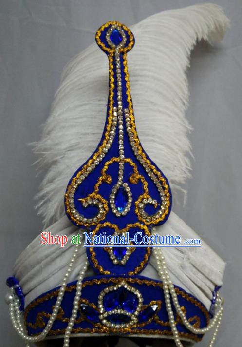 China Traditional Beijing Opera Prince Hair Accessories Chinese Peking Opera Niche Feather Hats for Men