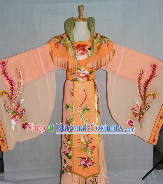 Traditional Chinese Beijing Opera Imperial Empress Costume Professional Peking Opera Diva Orange Dress