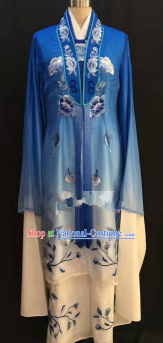 Traditional Chinese Beijing Opera Costume Professional Peking Opera Diva Blue Dress