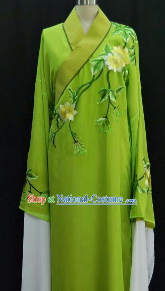 Traditional Chinese Beijing Opera Embroidered Water Sleeve Robe Peking Opera Niche Green Costume for Adults