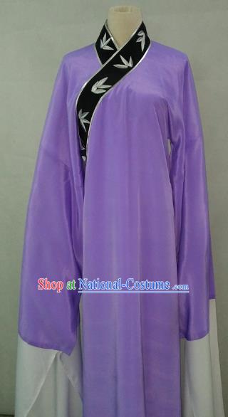 Top Grade Chinese Beijing Opera Young Men Costume Peking Opera Niche Embroidery Bamboo Leaf Purple Robe for Adults