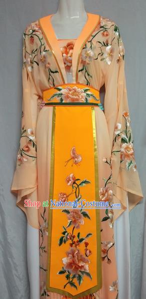 Top Grade Chinese Beijing Opera Actress Princess Embroidered Orange Dress China Peking Opera Diva Costume