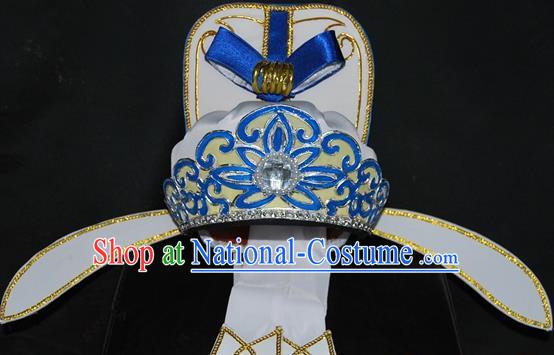 China Traditional Beijing Opera Young Men Headwear Chinese Peking Opera Niche White Hats for Men