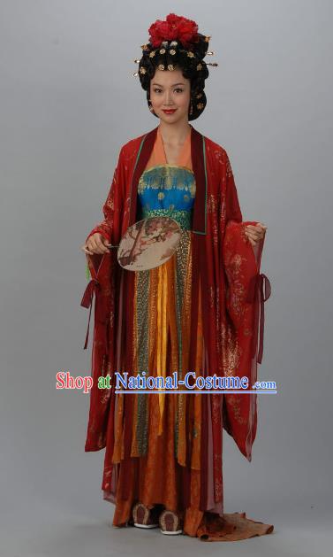 Chinese Ancient Tang Dynasty Imperial Consort Qin of Li Xian Hanfu Dress Historical Costume for Women