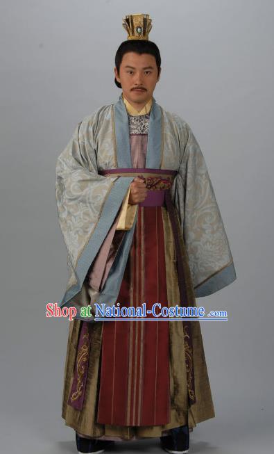 Chinese Ancient Tang Dynasty Emperor Zhongzong Li Xian Replica Costume for Men