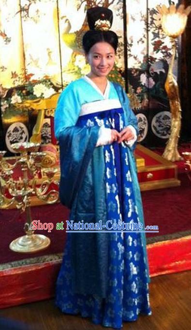 Chinese Ancient Tang Dynasty Palace Lady Wu Meiniang Embroidered Historical Costume for Women