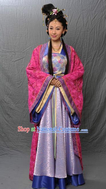 Chinese Ancient Tang Dynasty Imperial Concubine Embroidered Hanfu Dress Historical Costume for Women