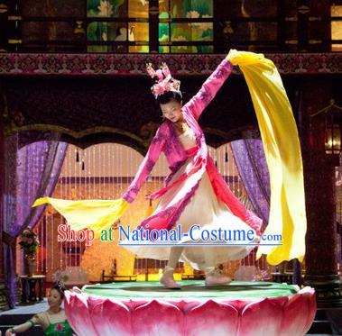 Chinese Ancient Tang Dynasty Palace Dance Dress Courtesan Historical Costume for Women