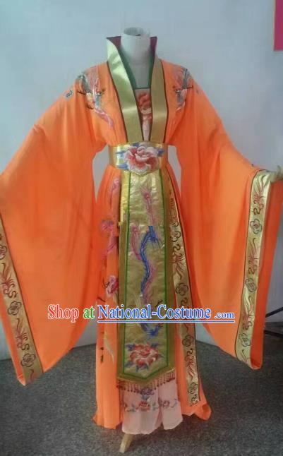 Top Grade Chinese Beijing Opera Diva Orange Dress China Peking Opera Empress Embroidered Costume