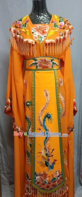 Top Grade Chinese Beijing Opera Diva Water Sleeve Orange Dress China Peking Opera Empress Embroidered Costume