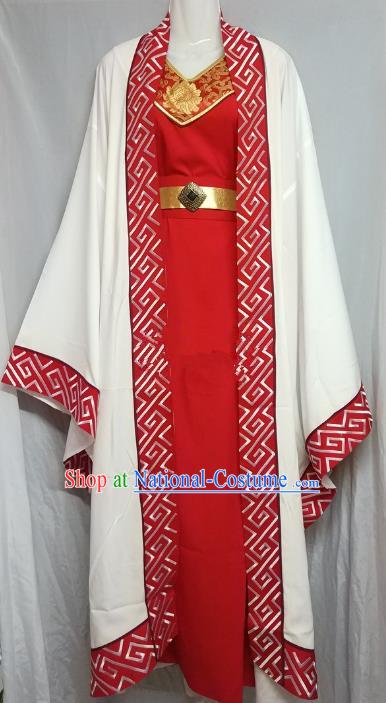 Chinese Beijing Opera Scholar Young Men Costume Peking Opera Niche Red Embroidery Robe for Adults