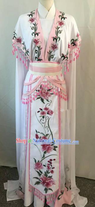 Top Grade Chinese Beijing Opera Diva Dress China Peking Opera Princess Embroidered Pink Flowers Costume