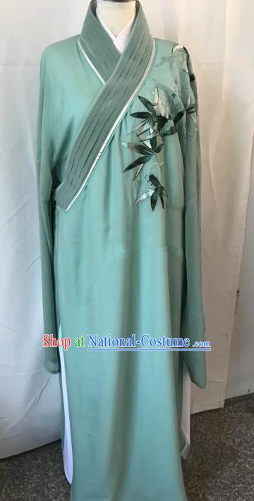 Chinese Beijing Opera Scholar Costume Peking Opera Niche Green Embroidery Robe for Adults