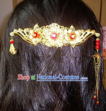 Chinese Ancient Hair Accessories Hairpins Golden Hanfu Hair Comb for Women