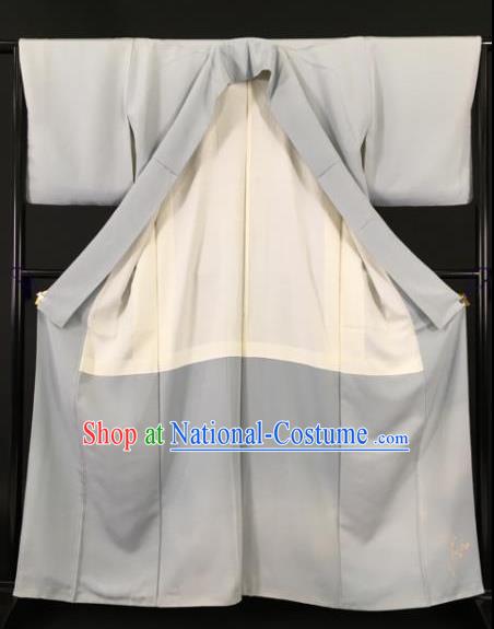 Japanese Ancient Male Grey Kimono Costume Traditional Wafuku Hakama Yukata Robe for Men