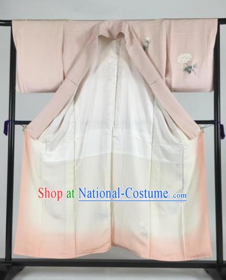 Japan Traditional Pink Kimonos Palace Furisode Kimono Ancient Yukata Dress Formal Costume for Women