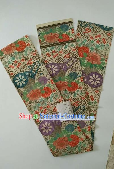 Japanese Traditional Brocade Waistband Kimono Yukata Embroidered Flowers Belts for Women