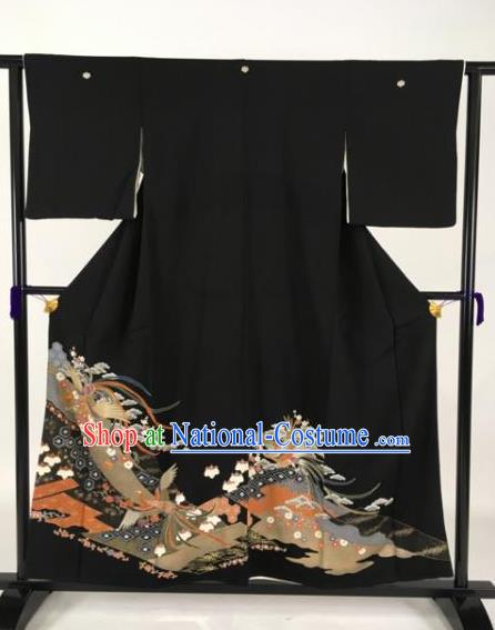 Japanese Samurai Palace Black Kimonos Traditional Wafuku Hakama Yukata Robe Costume for Men