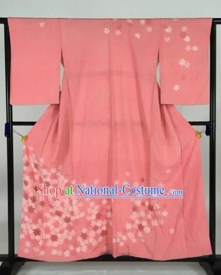 Japan Traditional Sakura Pink Kimonos Furisode Kimono Ancient Yukata Dress Formal Costume for Women