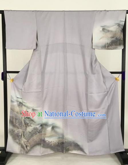 Japanese Samurai Palace Painting Pine Kimonos Traditional Wafuku Hakama Yukata Robe Costume for Men