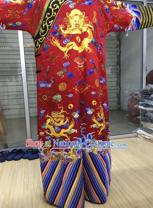 China Traditional Qing Dynasty Manchu Empress Embroidered Dress Costume for Women