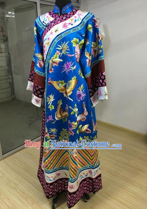 China Traditional Qing Dynasty Manchu Imperial Concubine Embroidered Dress Costume for Women