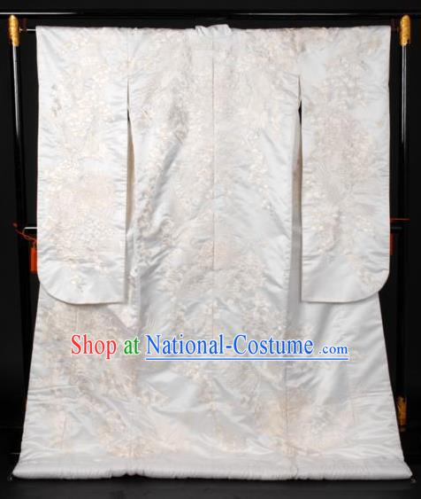 Ancient Japanese Empress Wedding Garment Palace Shiromuku Furisode Kimonos Traditional Yukata Dress Costume for Women