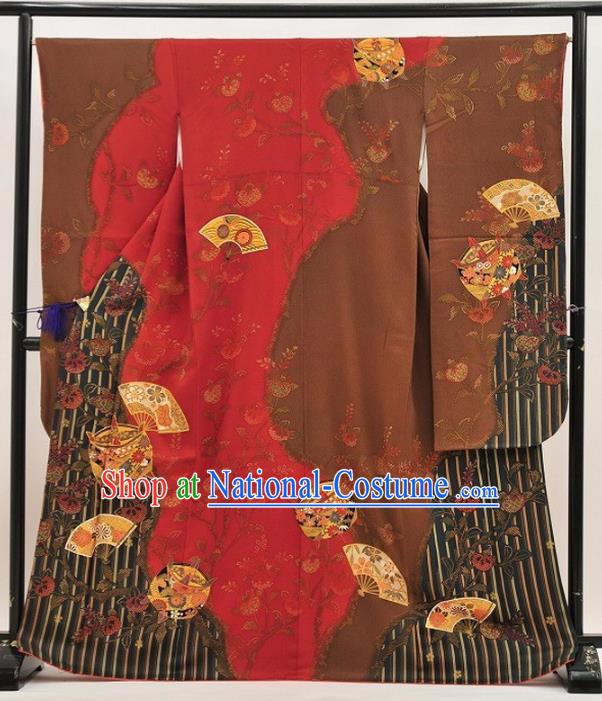 Ancient Japanese Geisha Palace Furisode Kimonos Traditional Yukata Dress Costume for Women