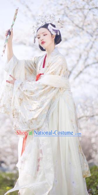 Chinese Ancient Imperial Concubine Tang Dynasty Palace Lady Embroidered Hanfu Dress Costumes for Women