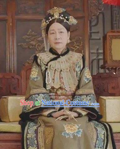 Chinese Traditional Palace Lady Historical Costume China Qing Dynasty Empress Dowager Ci Xi Clothing