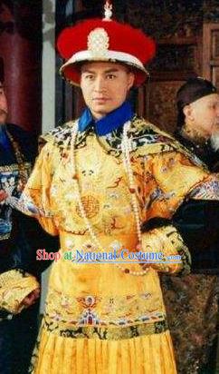 Chinese Traditional Historical Costume China Qing Dynasty Prince Regent Dorgon Embroidered Clothing