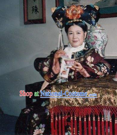 Chinese Traditional Palace Lady Historical Costume China Qing Dynasty Kangxi Empress Dowager Clothing