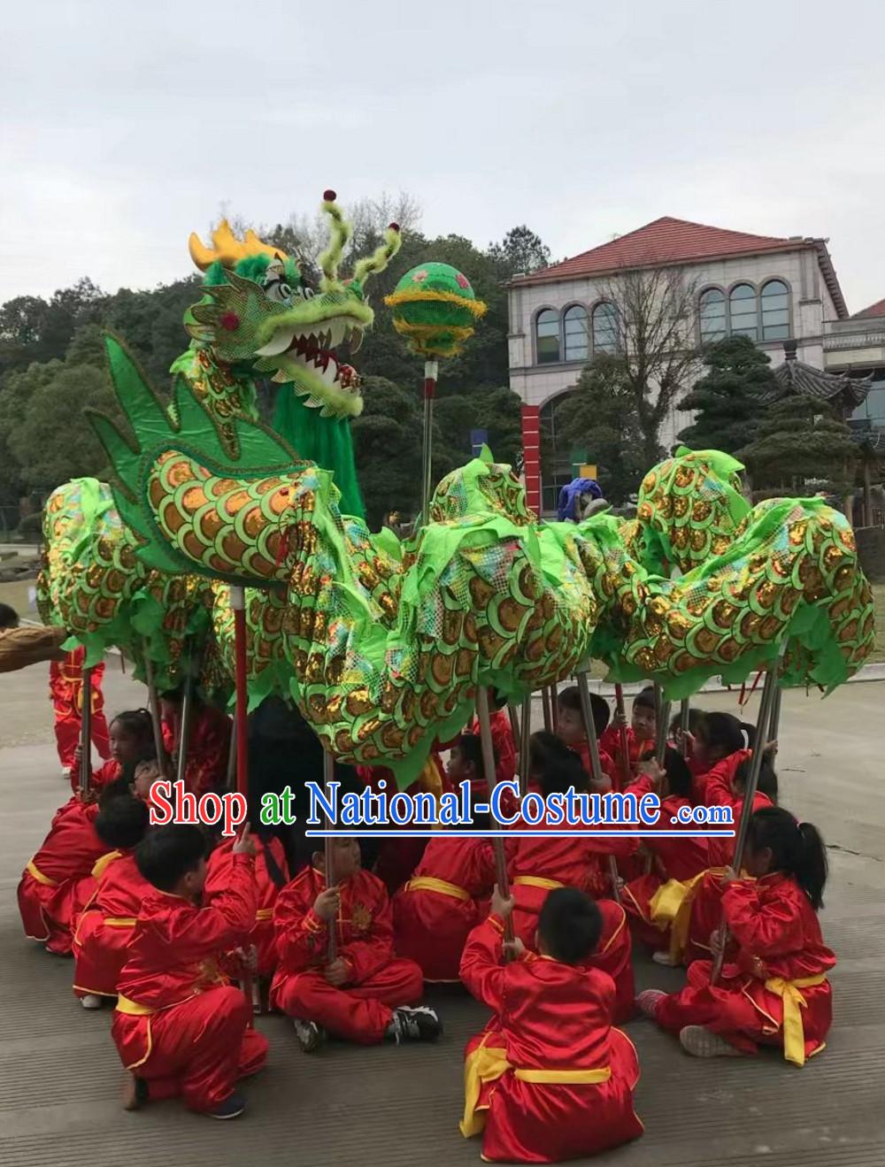 Asian Chinese Classical Parade Procession Dragon Dance Costumes Complete Set for 8 Adults or Kids