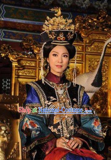 Chinese Traditional Palace Lady Historical Costume China Qing Dynasty Kangxi Queen Mother Clothing