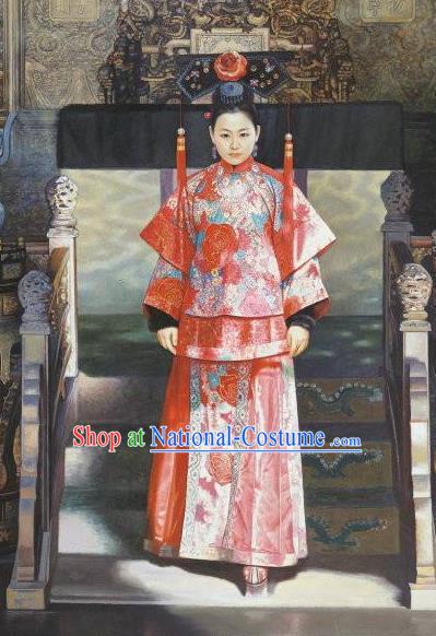 Chinese Ancient Manchu Lady Historical Costume China Qing Dynasty Xiaozhuang Empress Clothing