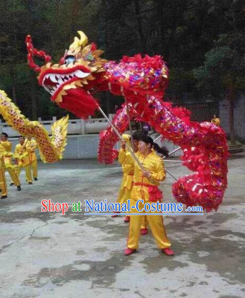 Chinese Classical Parade Procession Colorful Dragon Dance Costumes Complete Set for 8 People Adults or Kids