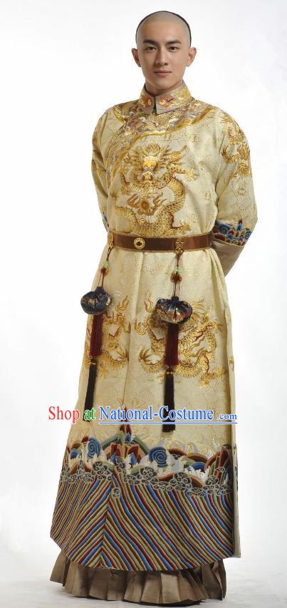 Chinese Traditional Kangxi Fourteen Prince Yinzhen Historical Costume China Qing Dynasty Embroidered Clothing