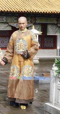 Chinese Traditional Kangxi Emperor Historical Costume China Qing Dynasty Majesty Embroidered Clothing