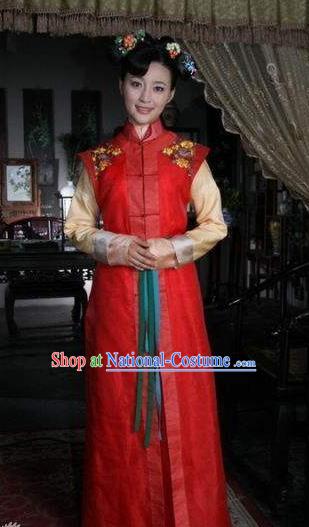 Chinese Ancient Shunzhi Princess Historical Replica Costume China Qing Dynasty Manchu Palace Lady Embroidered Clothing