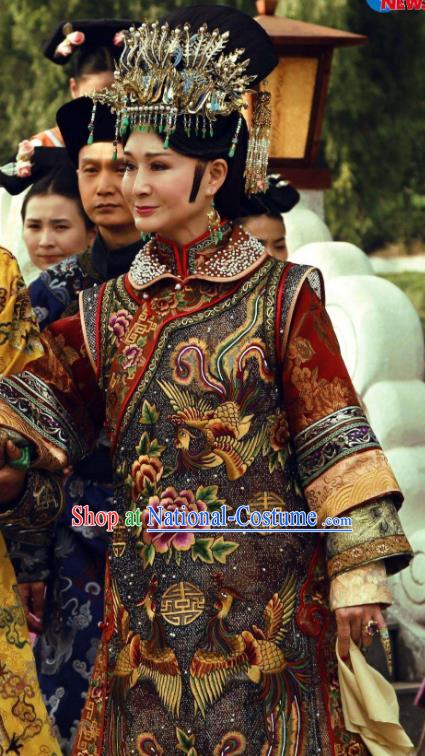 Chinese Ancient Palace Empress Dowager Xiaozhuang Historical Replica Costume China Qing Dynasty Manchu Lady Clothing