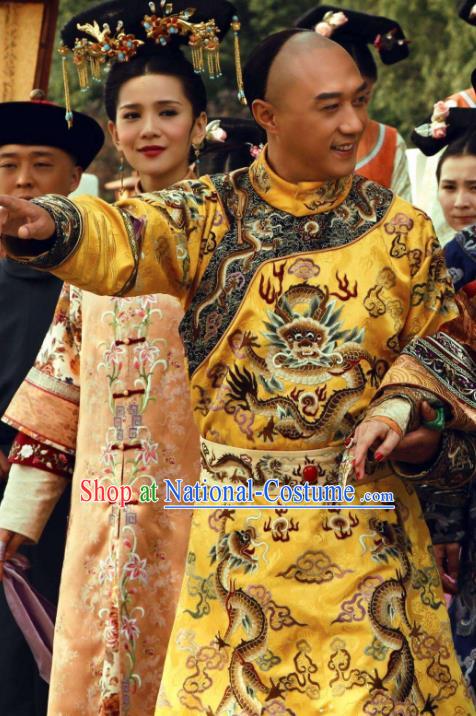 Chinese Traditional Kangxi Emperor Historical Costume China Qing Dynasty Majesty Dragon Robe Clothing