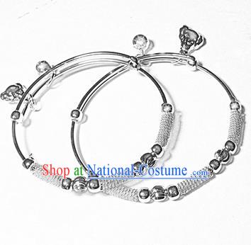 Traditional Chinese Miao Nationality Bracelet Hmong Accessories Sliver Bangle for Women